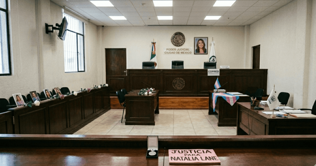 justicia para Natalia Lane fallo culpable tentativa feminicidio sala judicial CDMX bandera trans